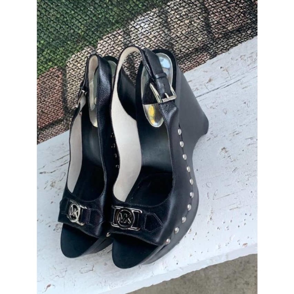 NWOT Michael Kors Wedges With Silver Studs Women size 11M - Picture 2 of 13